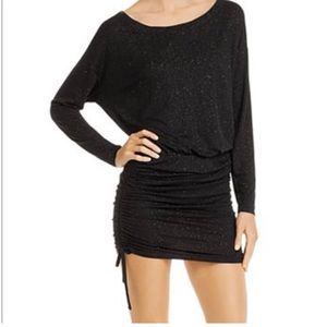 Chaser Sparkle Mini Drop Shoulder Ruched Dress